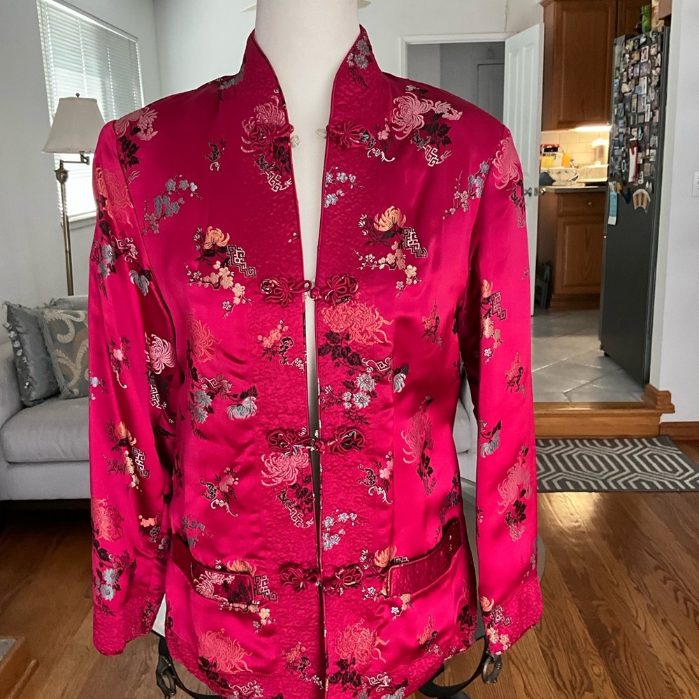 Gorgeous Floral Silk Embroidered Winter Jacket